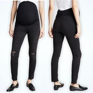 Madewell Maternity Over the Belly Skinny Jeans Size 26 Washed Black Raw Hem